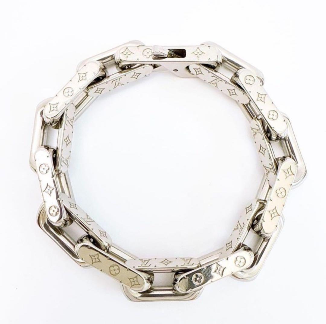 a*可様 ルイ・ヴィトン チェーンリンクスブレスレット シルバー モノグラム M