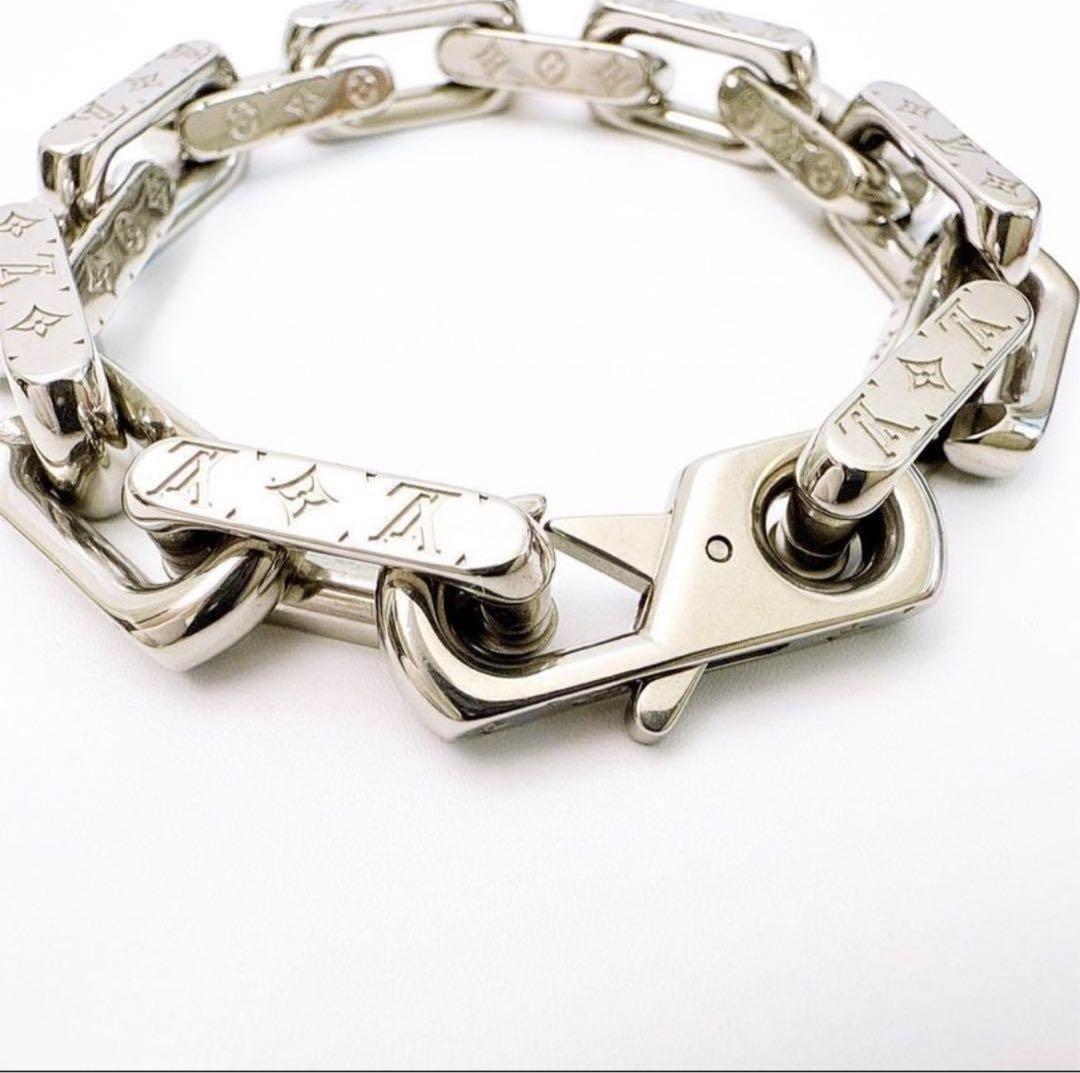 a*可様 ルイ・ヴィトン チェーンリンクスブレスレット シルバー モノグラム M