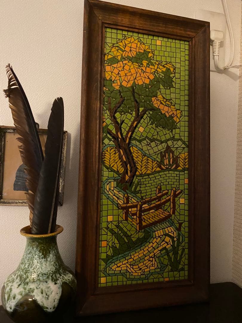 50’s アメリカ モザイクタイル 絵画 額 ビンテージ ハワイ