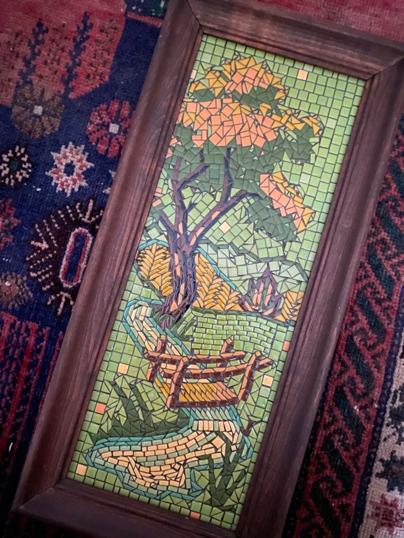 50’s アメリカ モザイクタイル 絵画 額 ビンテージ ハワイ