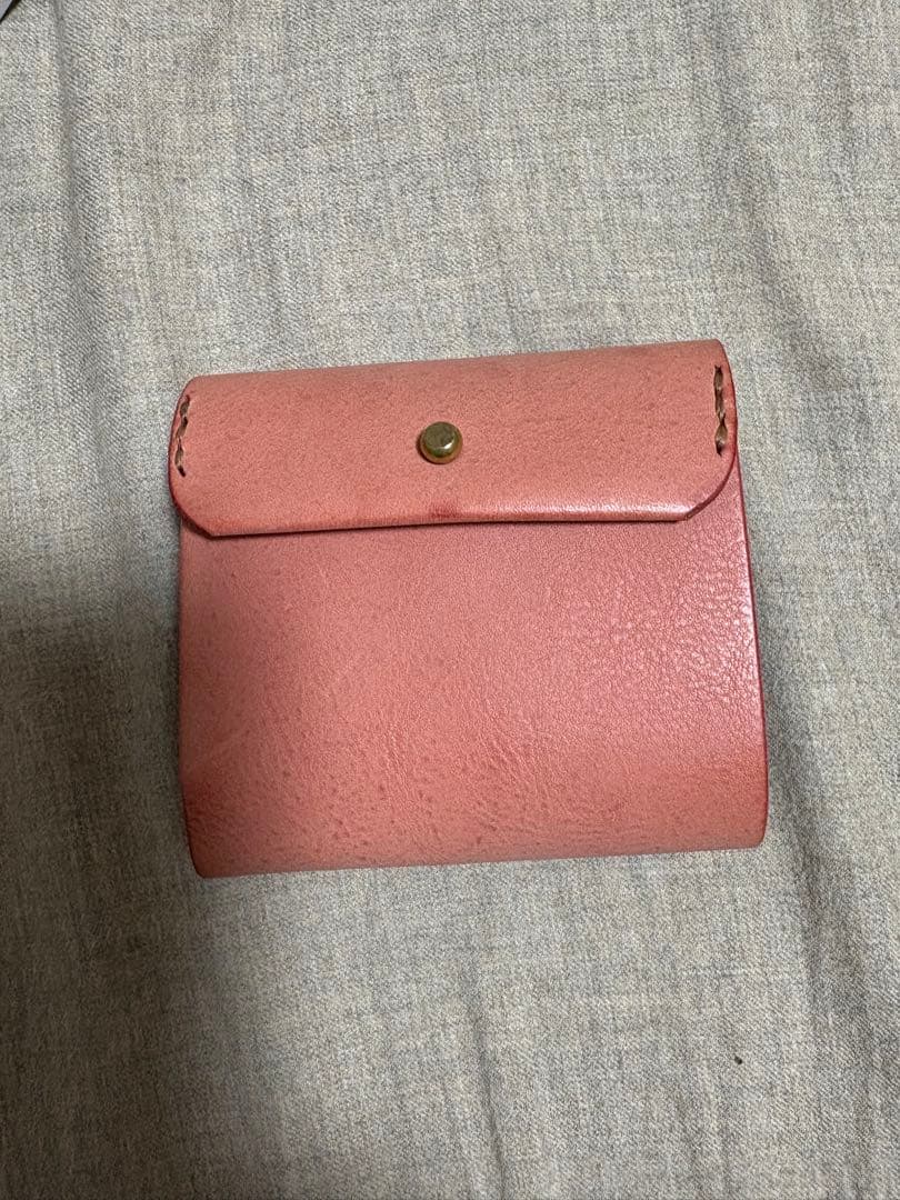 SAFUJI サフジ　 ミニ折り財布（ヨコ）ピンク&キャメル