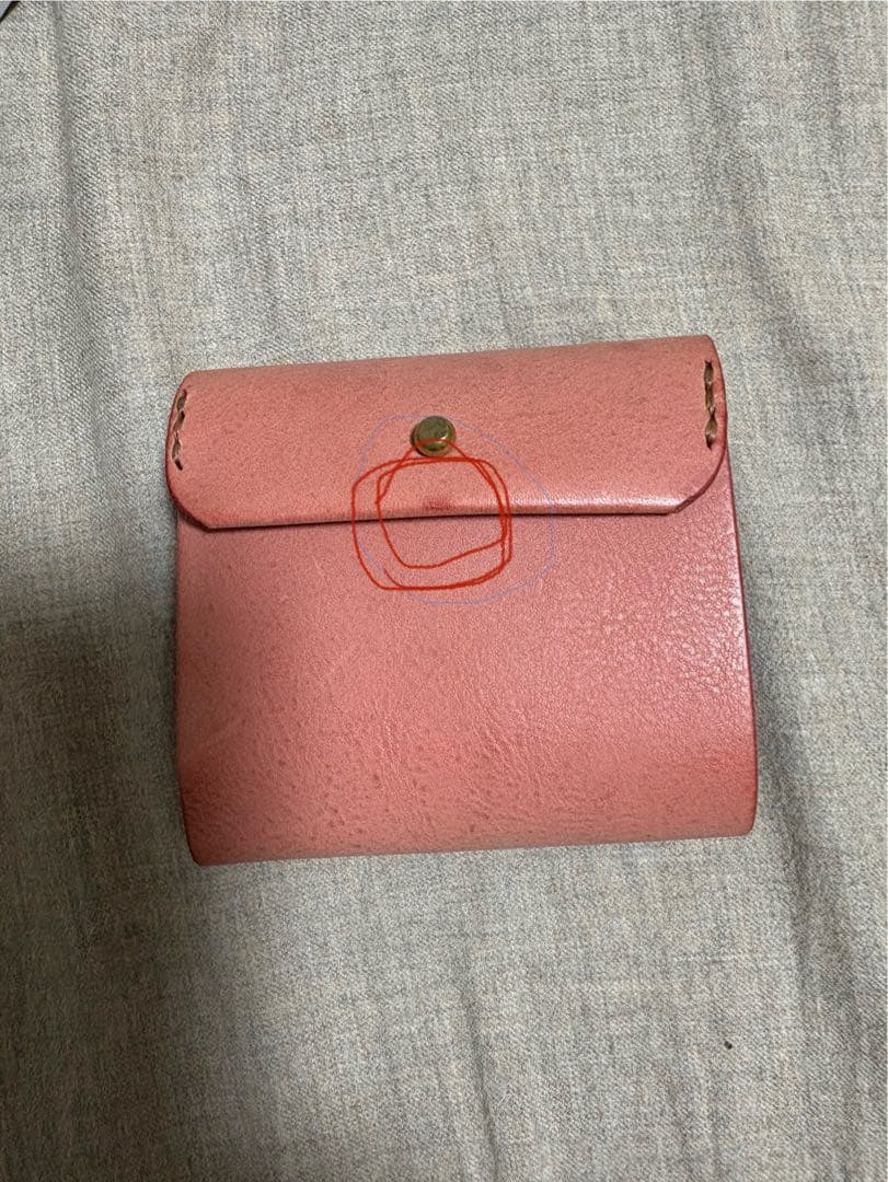 SAFUJI サフジ　 ミニ折り財布（ヨコ）ピンク&キャメル