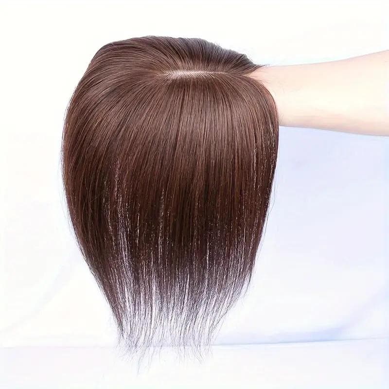 総手植え★人毛100％余裕の長さ25.4cm~30cm黒髪ヘアピース★自然な地肌