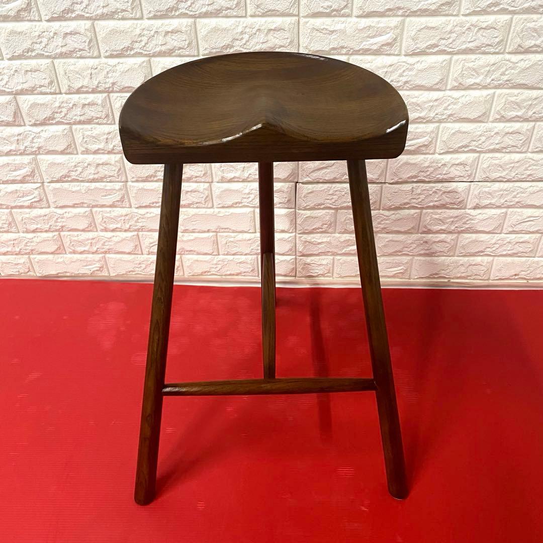カウンターチェア ハイスツールオーク 天 然木おしゃれ木製鞍型スツールチェア