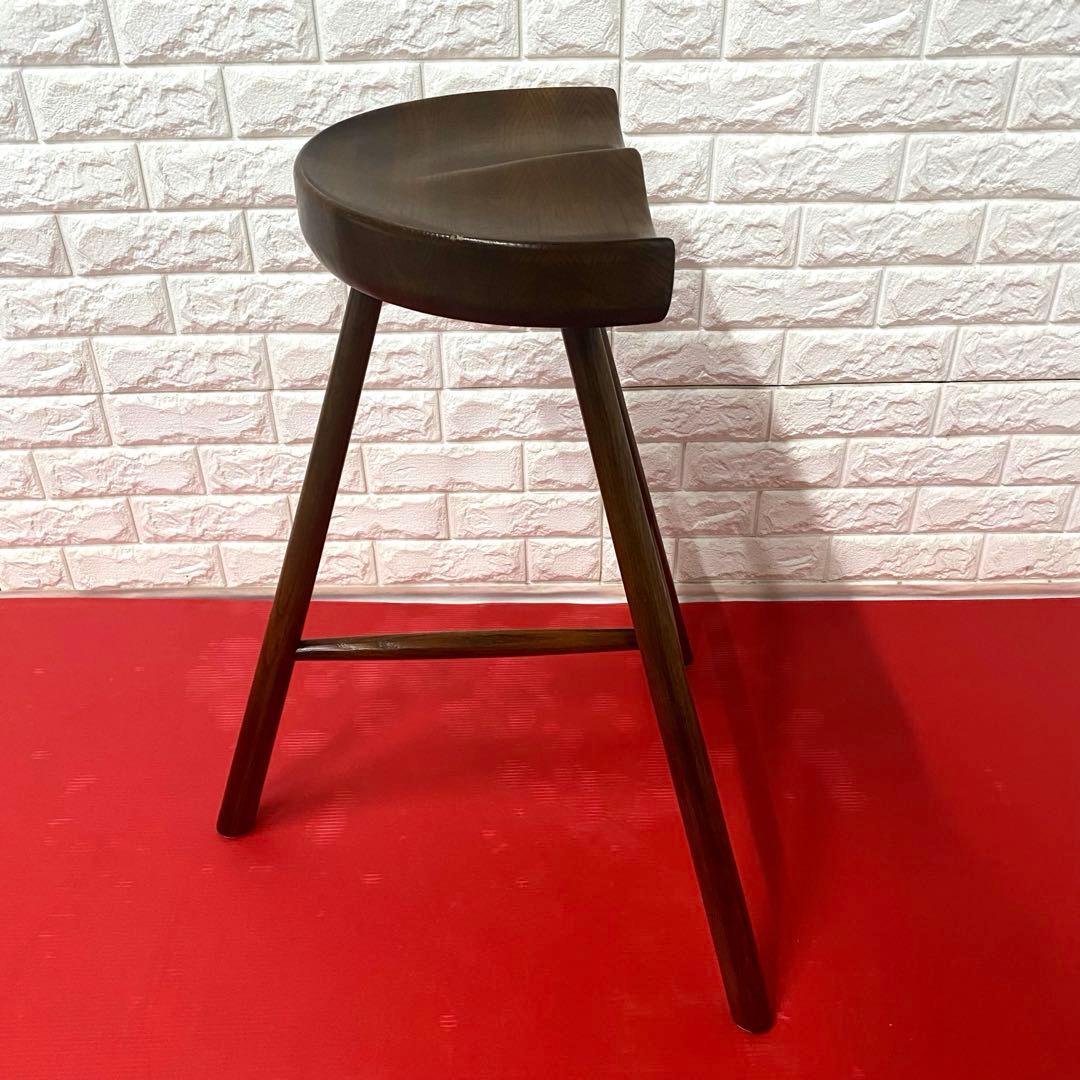 カウンターチェア ハイスツールオーク 天 然木おしゃれ木製鞍型スツールチェア
