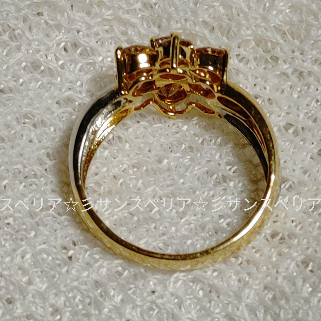 K18&Pt900 ライトブラウンダイヤモンド1.00ctのフラワーリング