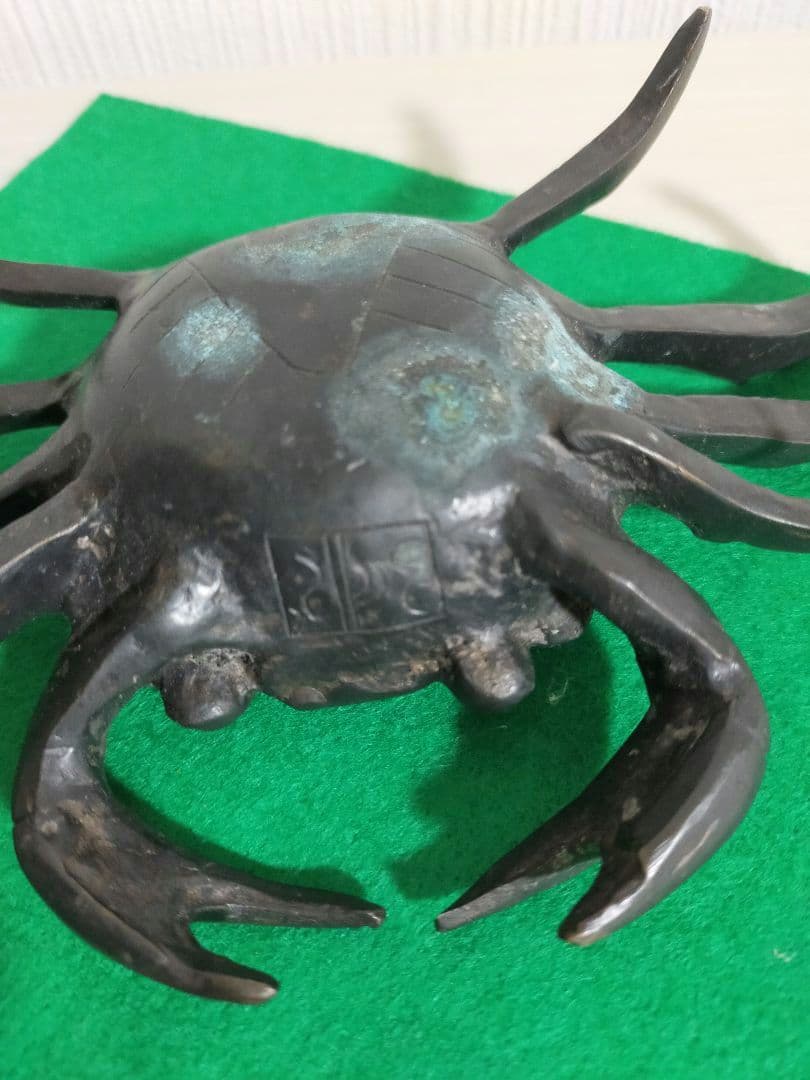 セール✨アンティーク　大きめ　蟹　古銅製　金属工芸品　運気上昇縁起置物