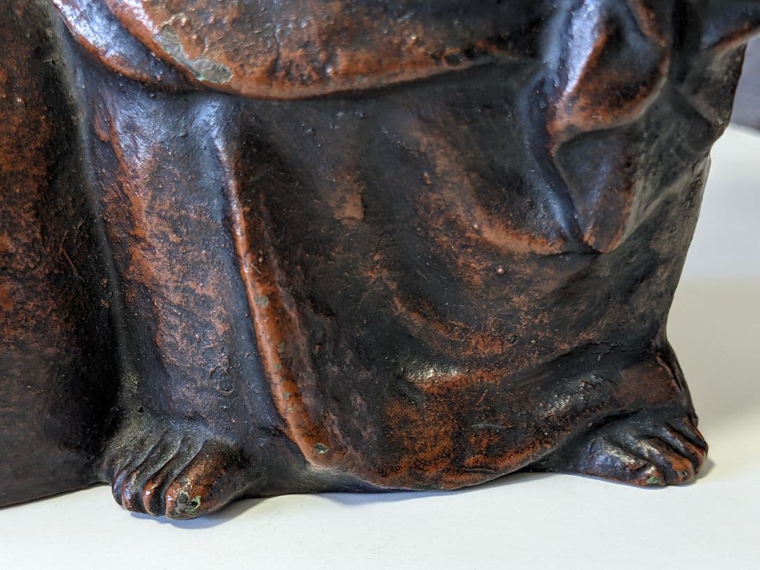 ♦時代物 置物飾り 江戸時代頃 唐子に布袋像？鉄製？備前焼置物 七福神 骨董品