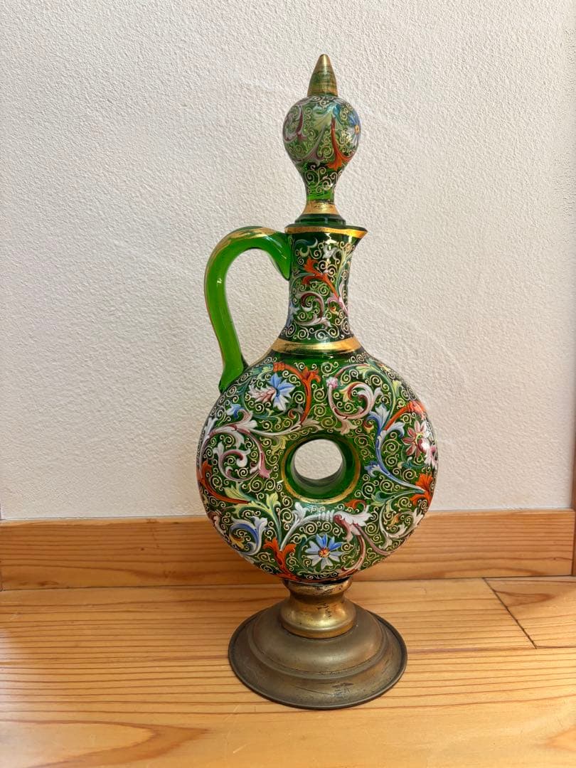 MOSER モーゼル　美しいガラス製ピッチャー 緑　金彩