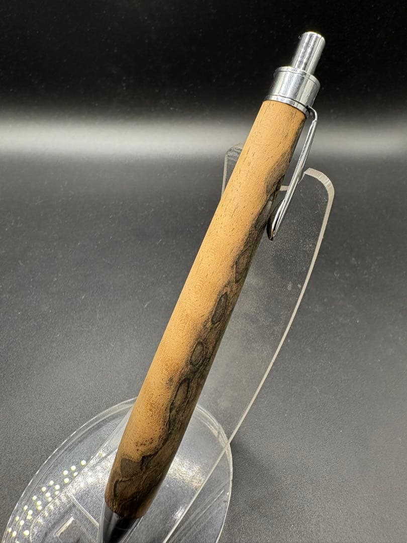 532極上　黒柿　孔雀杢　縮杢　木軸シャーペン　ボールペン