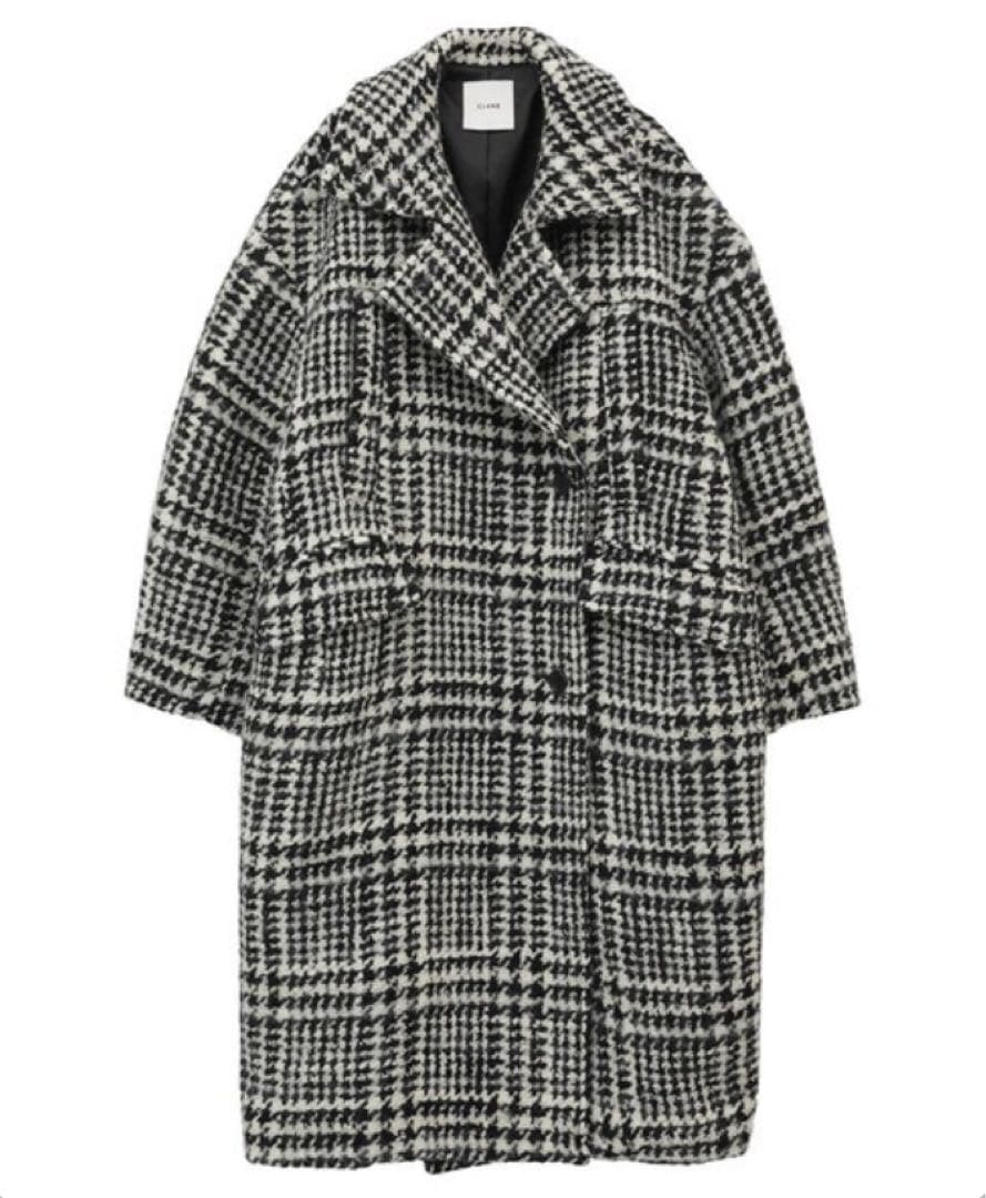 【千鳥柄 コクーン シャギー】クラネ オーバーコート ツイード ロングチェスター