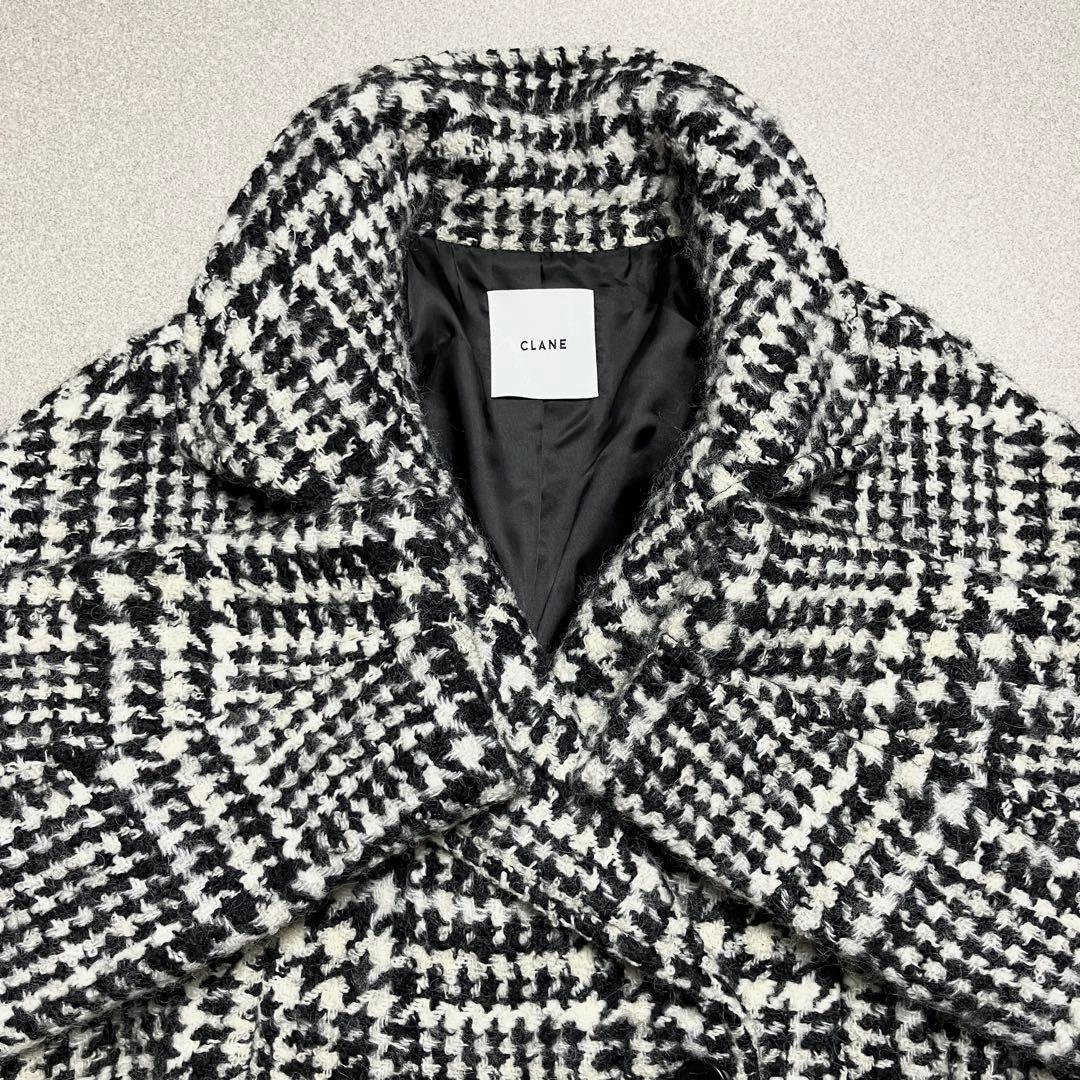 【千鳥柄 コクーン シャギー】クラネ オーバーコート ツイード ロングチェスター