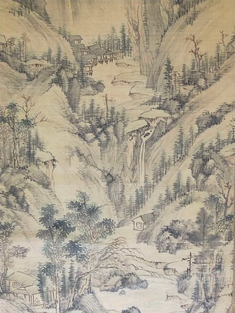 ♥掛軸【長谷川嵐渓】山水図　掛け軸　骨董　古玩　中国