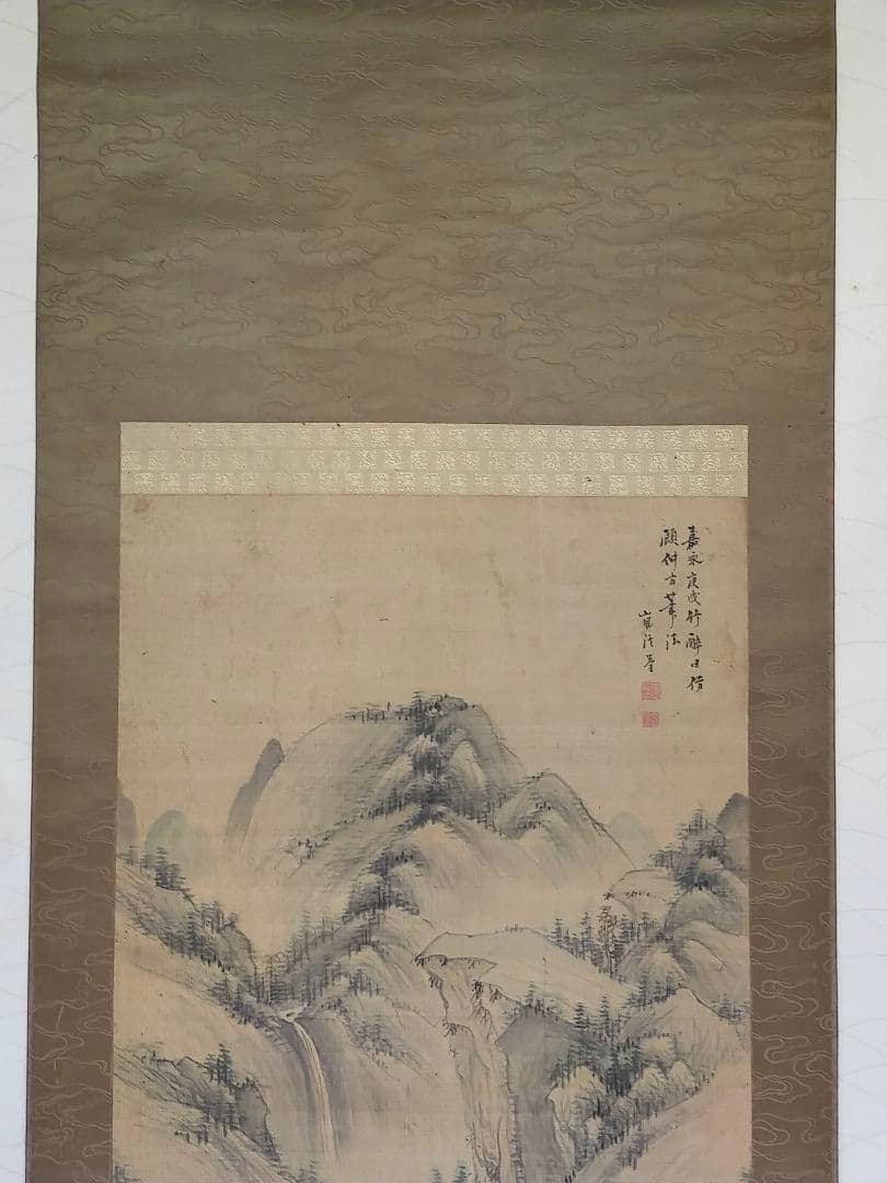 ♥掛軸【長谷川嵐渓】山水図　掛け軸　骨董　古玩　中国