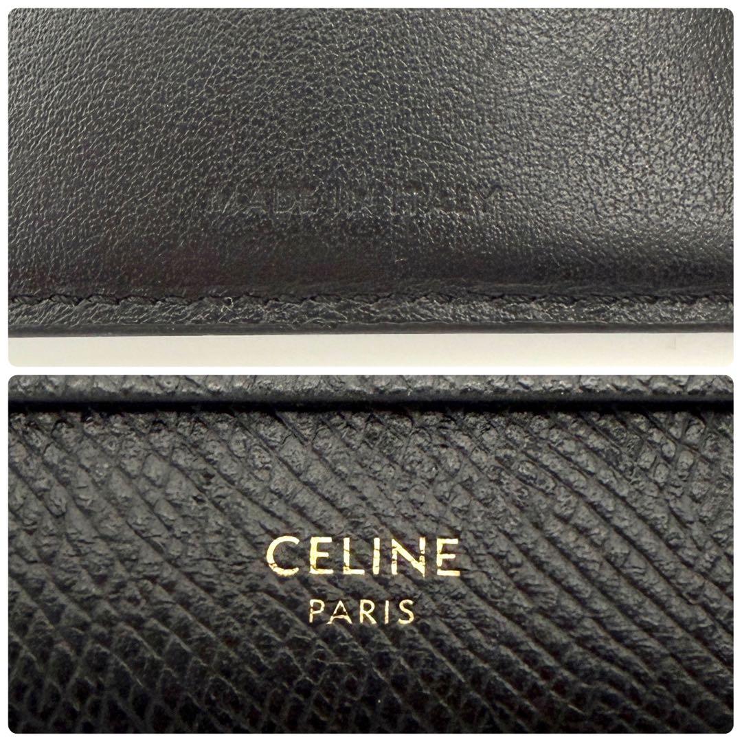美品 CELINE スモール トリフォールド ウォレット 三つ折り 財布 黒