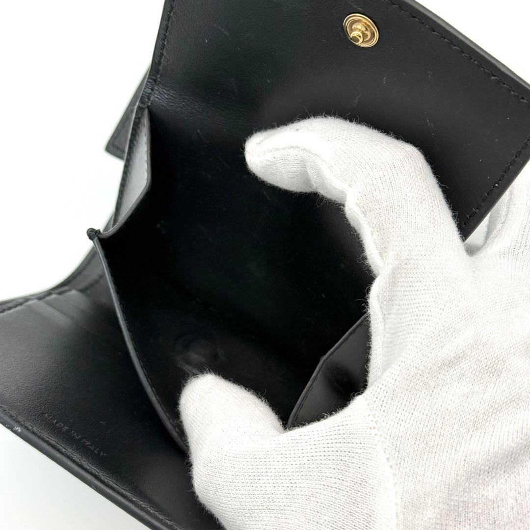 美品 CELINE スモール トリフォールド ウォレット 三つ折り 財布 黒