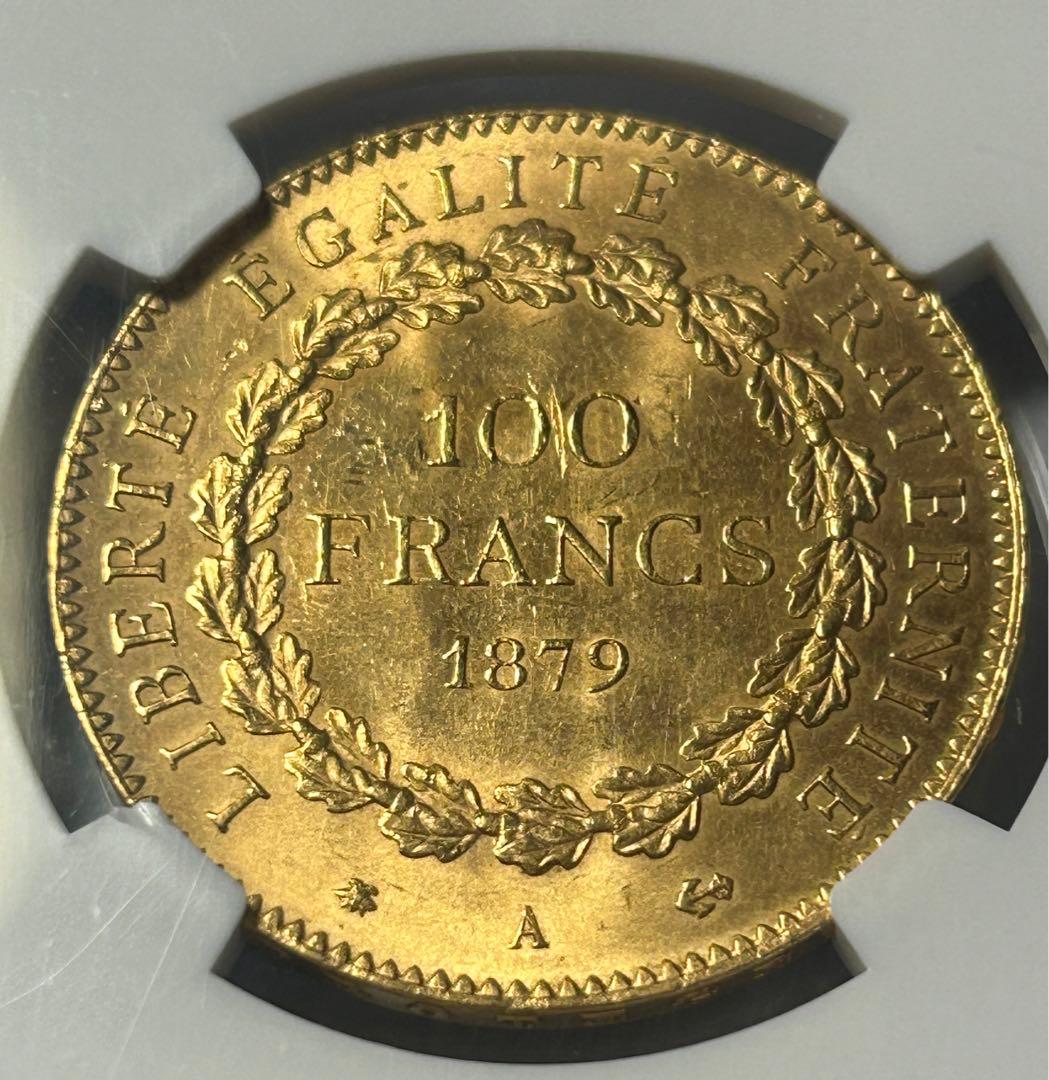 1879A フランス G100フラン　エンゼル金貨　NGC MS63
