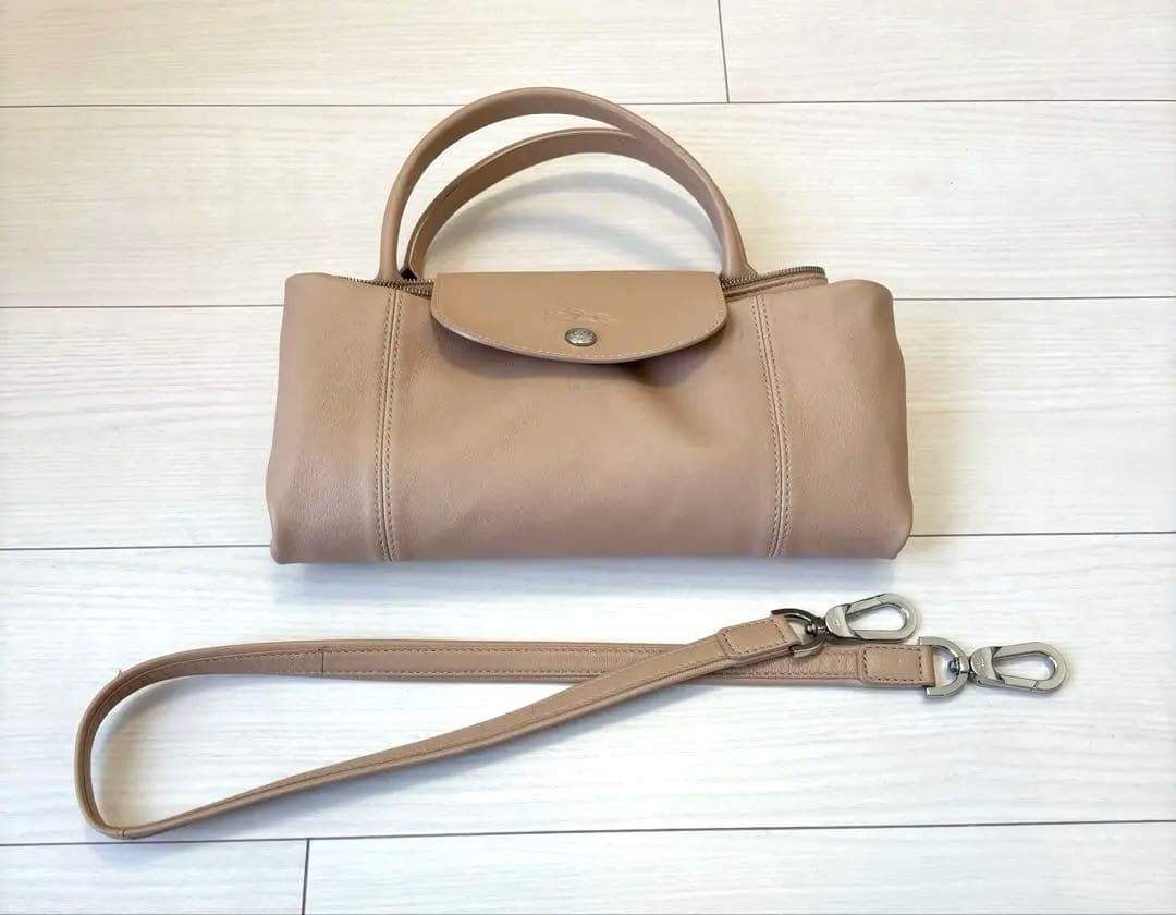 美品♡【ロンシャン】プリアージュキュイールL ベージュ