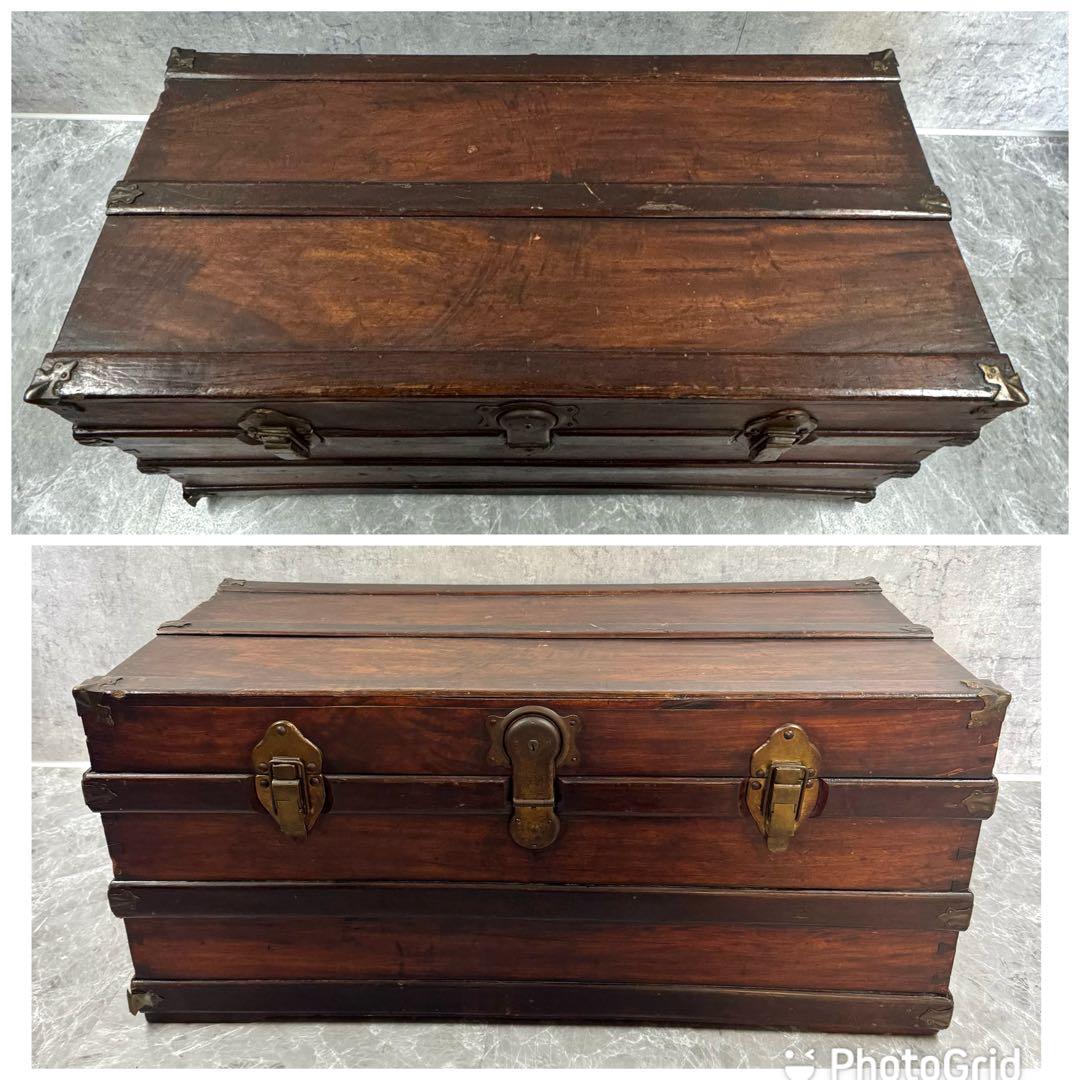【珍品】トランクケース コンテナボックス 船舶 船鞄 収納 アンティーク①