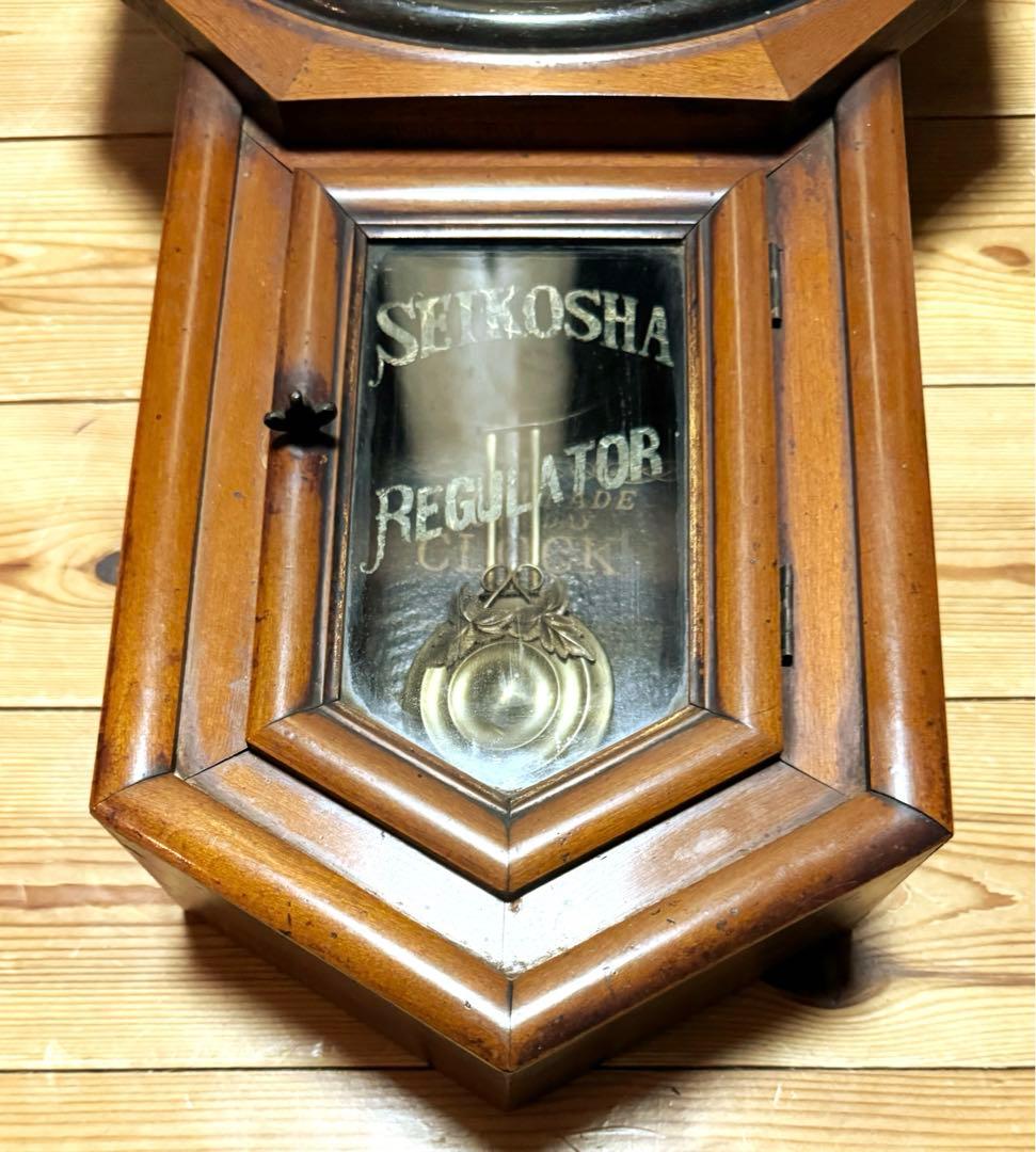 SEIKOSHA 掛時計　精工舎八角時計　ゼンマイ式ネジ巻き可動品　アンティーク