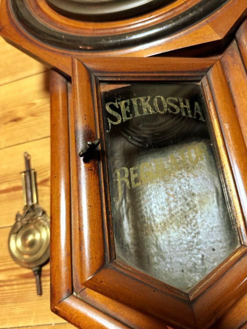 SEIKOSHA 掛時計　精工舎八角時計　ゼンマイ式ネジ巻き可動品　アンティーク