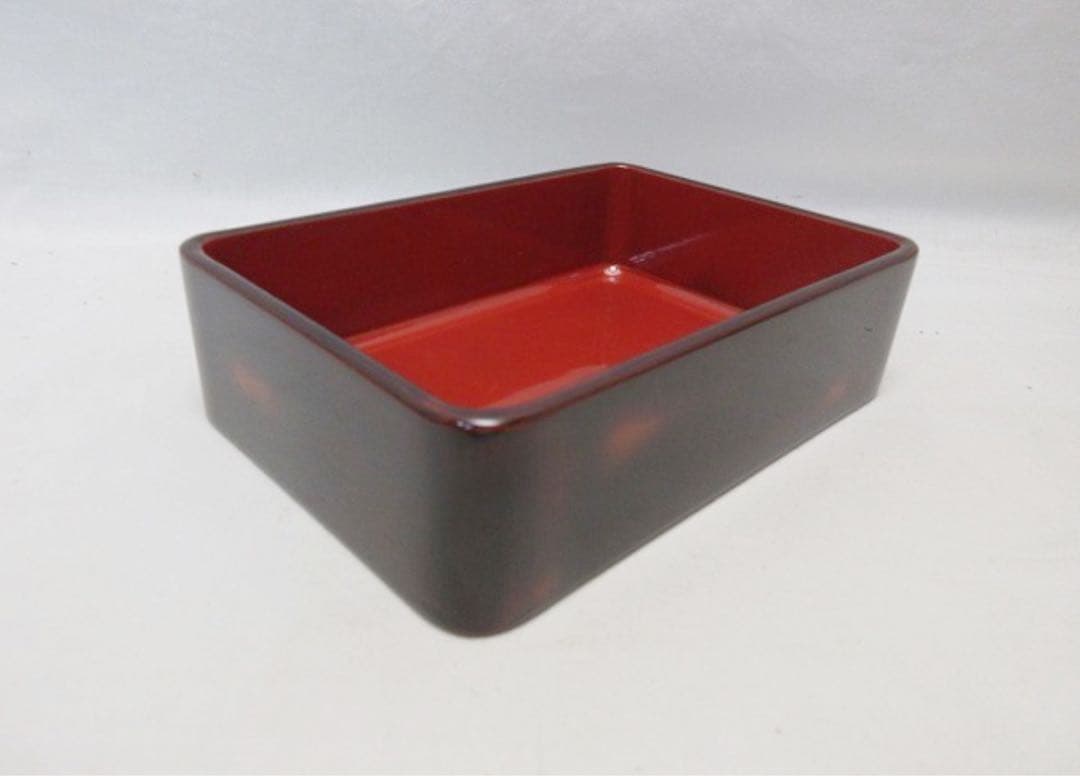美品 茶道具 木製漆器 二段弁当箱 3客組 内朱 仕切り付 小料理 和食器