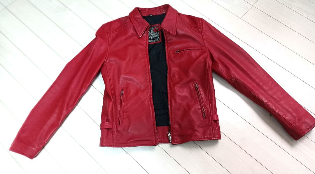 【激シブ！】デグナー　シングルライダース　レッド　ラムレザー　M