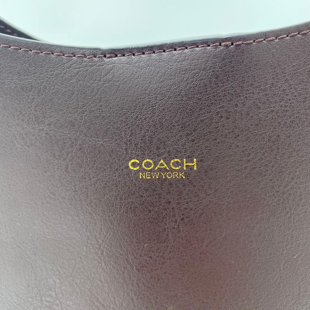 【極美品】コーチ　ブルックリン　ショルダーバッグ　レザー　ロゴ　ダークブラウン