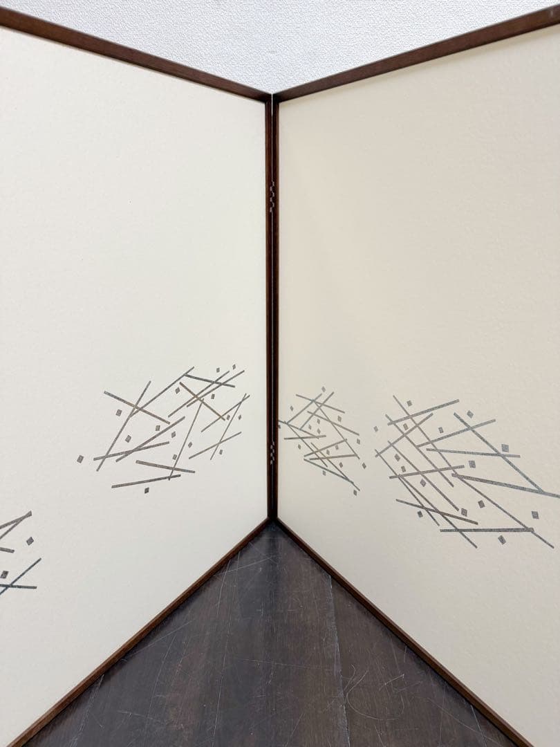 ほぼ未使用 茶道具 銀刧箔 風炉屏風先 裏白 両面使う 桑枠 元箱