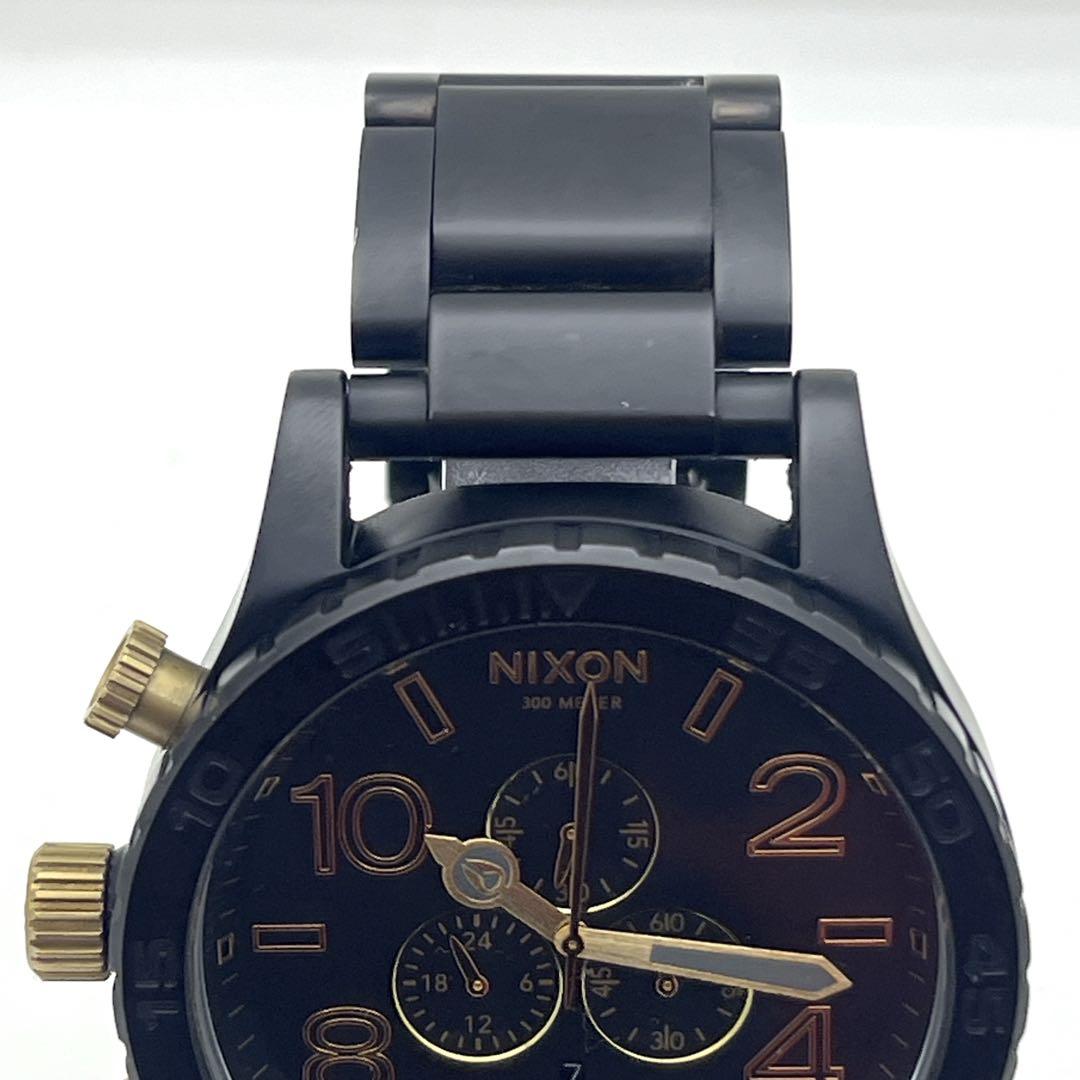 【左リューズ】NIXON ニクソン 51-30 クロノ デイト 黒 稼働品