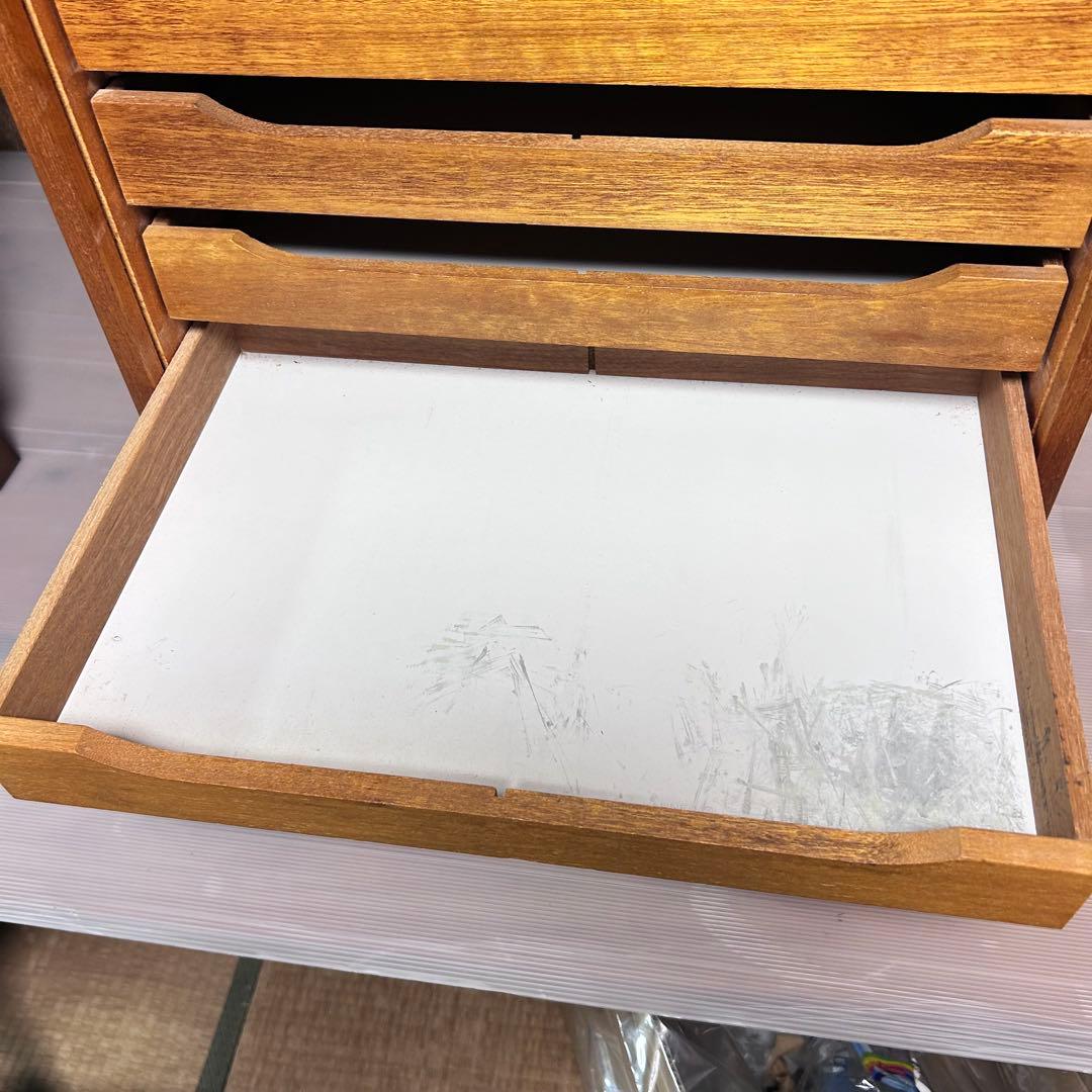 ユニオン 製図ケース A3対応 木製 7段 北欧風 収納　蛇腹シャッター