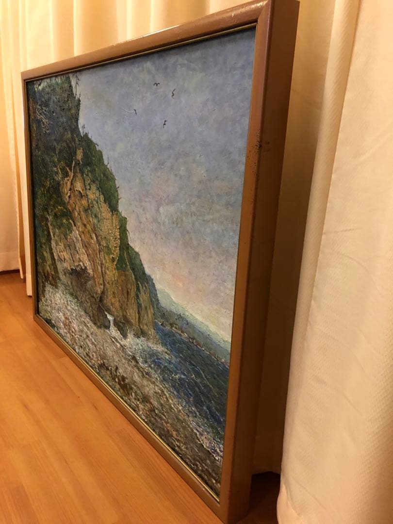 油彩画　　題名　絶壁の高浜海岸