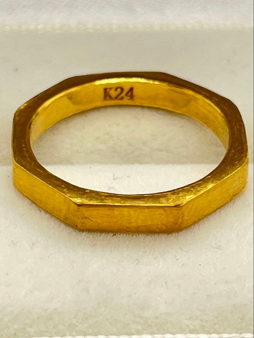 ありガトK24 純金 8角リング 6g指輪 リング 刻印あり ハンドメイド