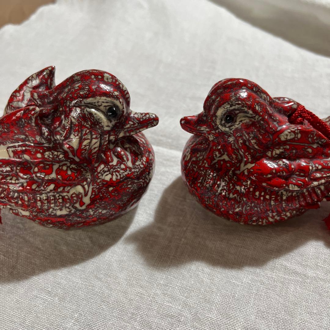 【美品】箕面焼　松田箕山作　オシドリセット　土鈴