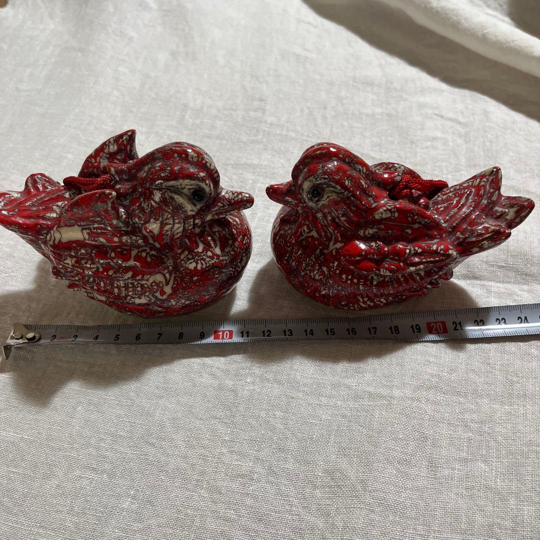 【美品】箕面焼　松田箕山作　オシドリセット　土鈴