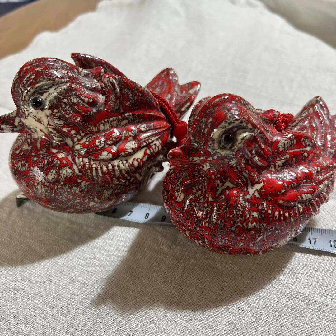 【美品】箕面焼　松田箕山作　オシドリセット　土鈴