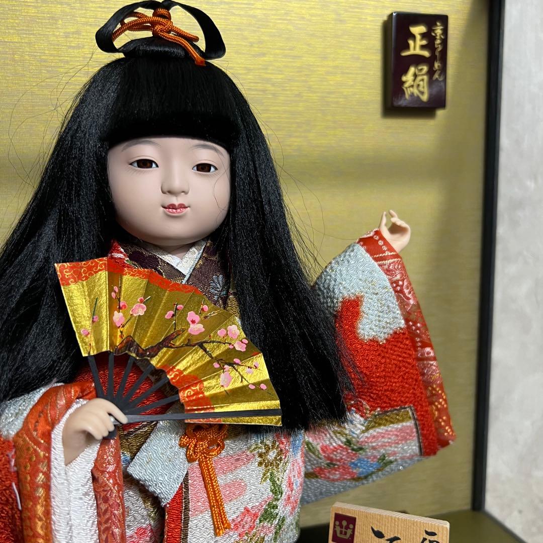 極美品 光玉作 福わらべ 日本人形 市松人形 ケース付 京ちりめん 正絹