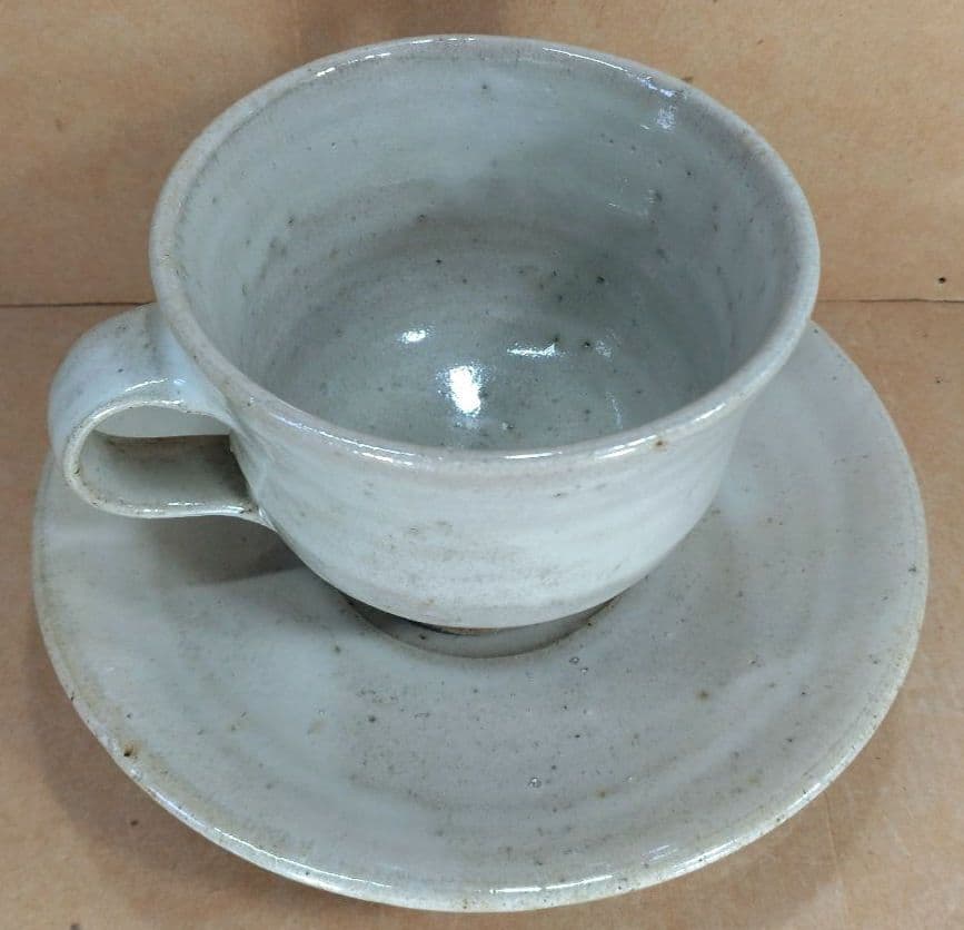 濱田庄司(浜田庄司) 朝杯(カップ&ソーサー）共箱 未使用 益子焼 人間国宝