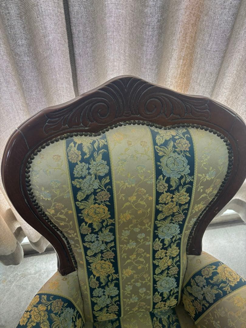 【オシャレ花柄刺繍‼️】アンティークチェア 椅子 猫脚