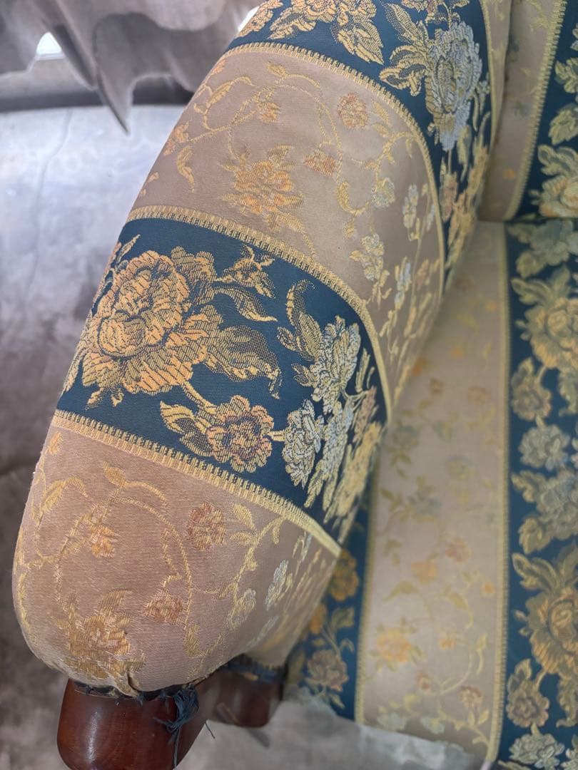 【オシャレ花柄刺繍‼️】アンティークチェア 椅子 猫脚