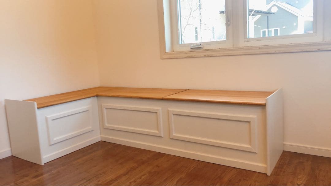 コーナー型収納ベンチ ホワイト（直接引き渡し）