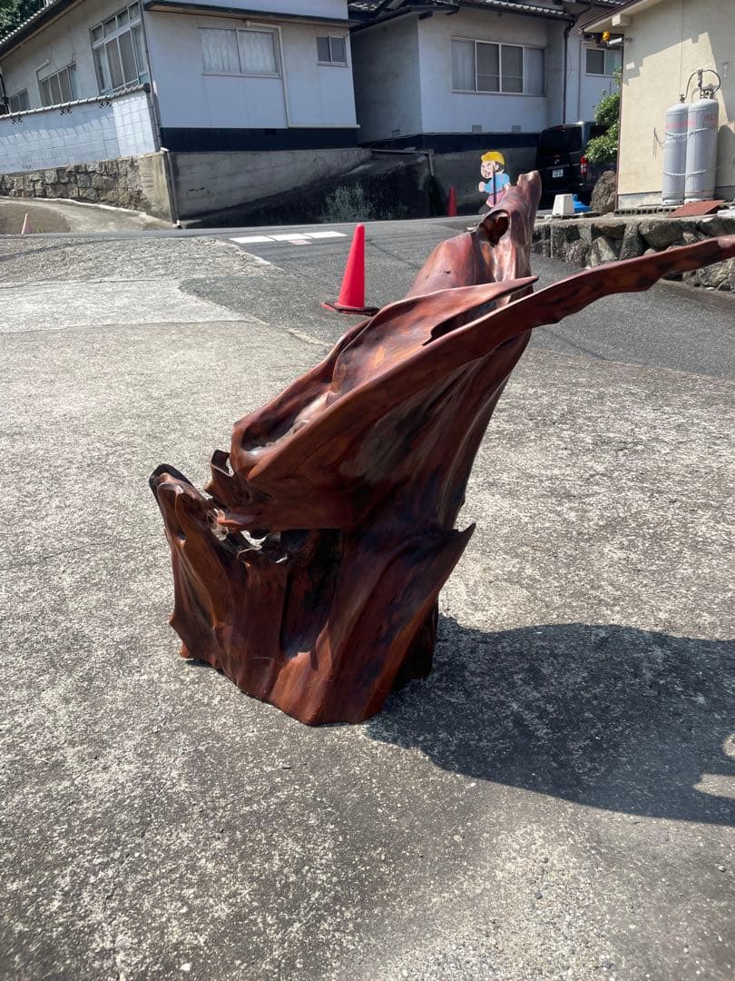 屋久杉　ダークブラウン 木製彫刻 自然形状