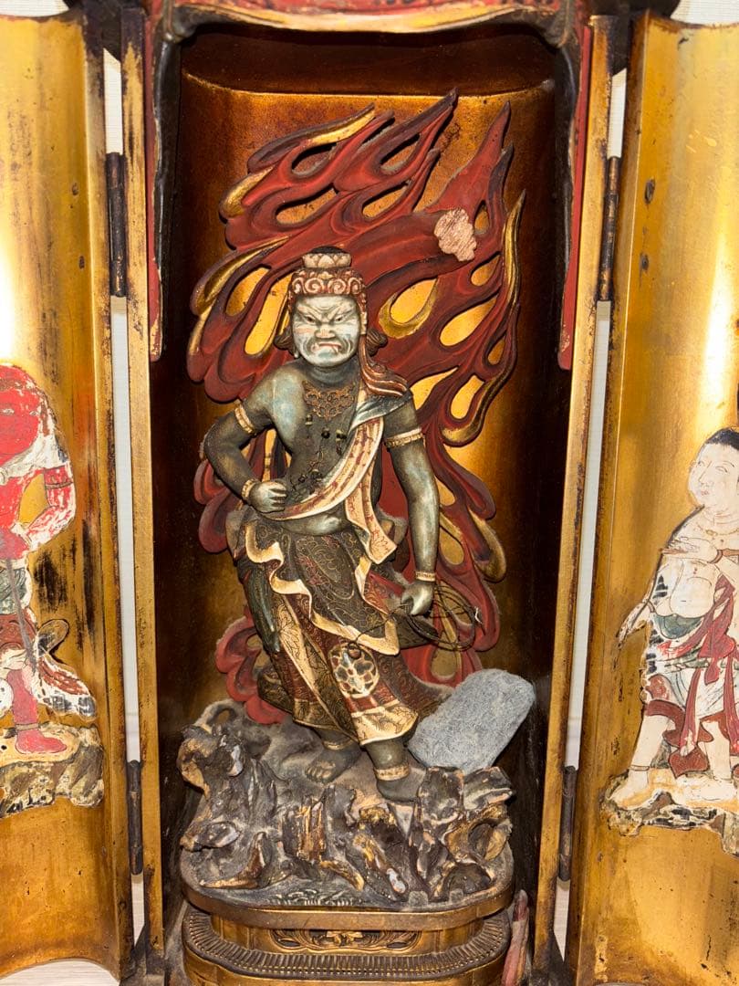 【希少】不動明王　仏像　厨子　室町時代