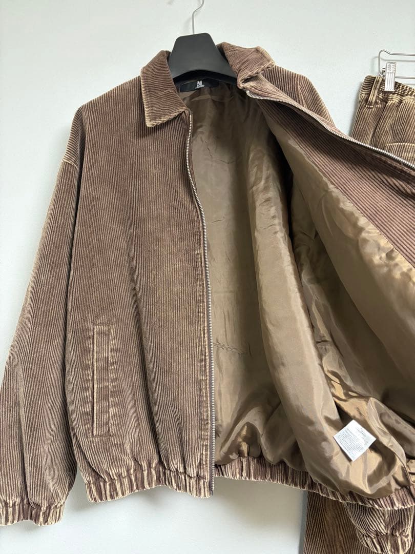 【新品】フェード加工コーデュロイZIPブルゾン セットアップ バルーン ブラウン