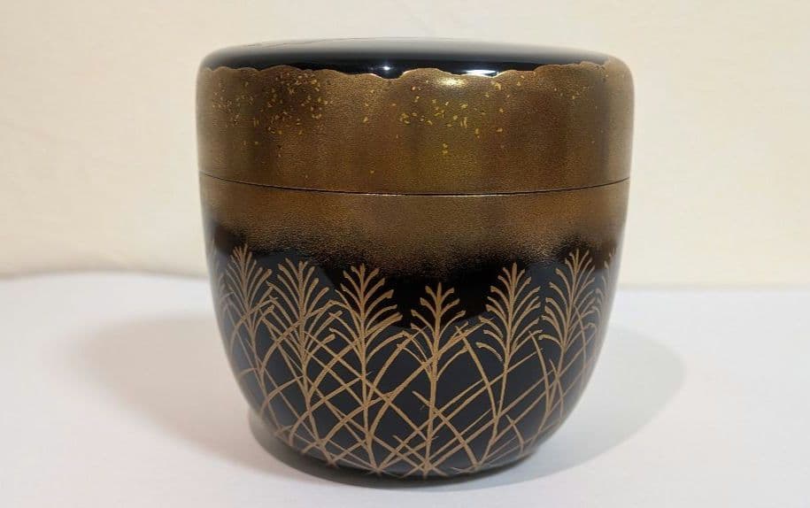 『武蔵野蒔絵』清水博章作　清博　輪島塗　棗　茶道具　茶入　茶器　富士山　内銀溜