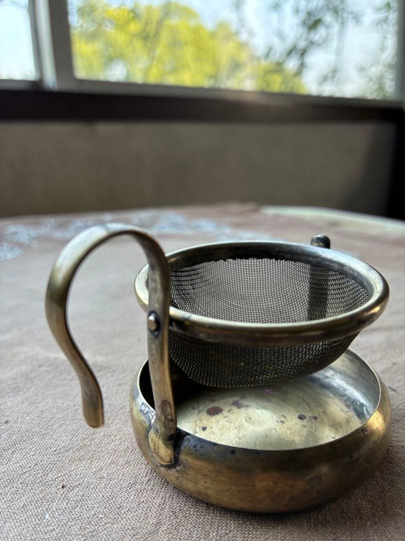 フランス　アンティーク　ティー　ストレーナー　真鍮　茶漉し　100年　レア
