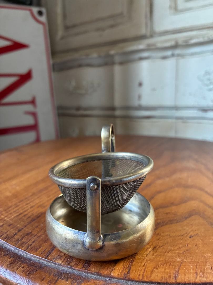 フランス　アンティーク　ティー　ストレーナー　真鍮　茶漉し　100年　レア
