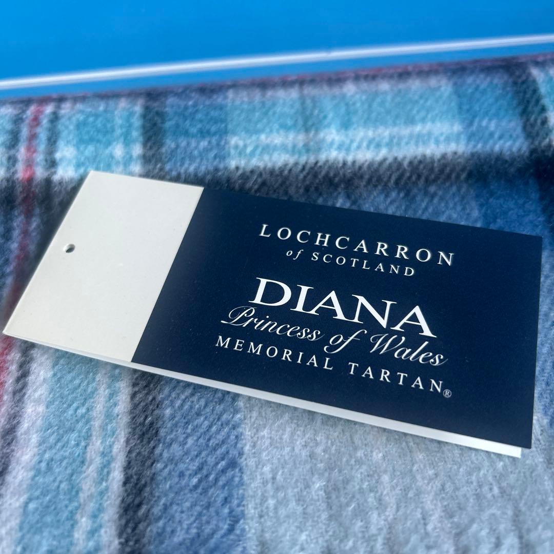 DIANAメモリアル マフラー 英国製 ロキャロン カシミヤ100%青 チェック