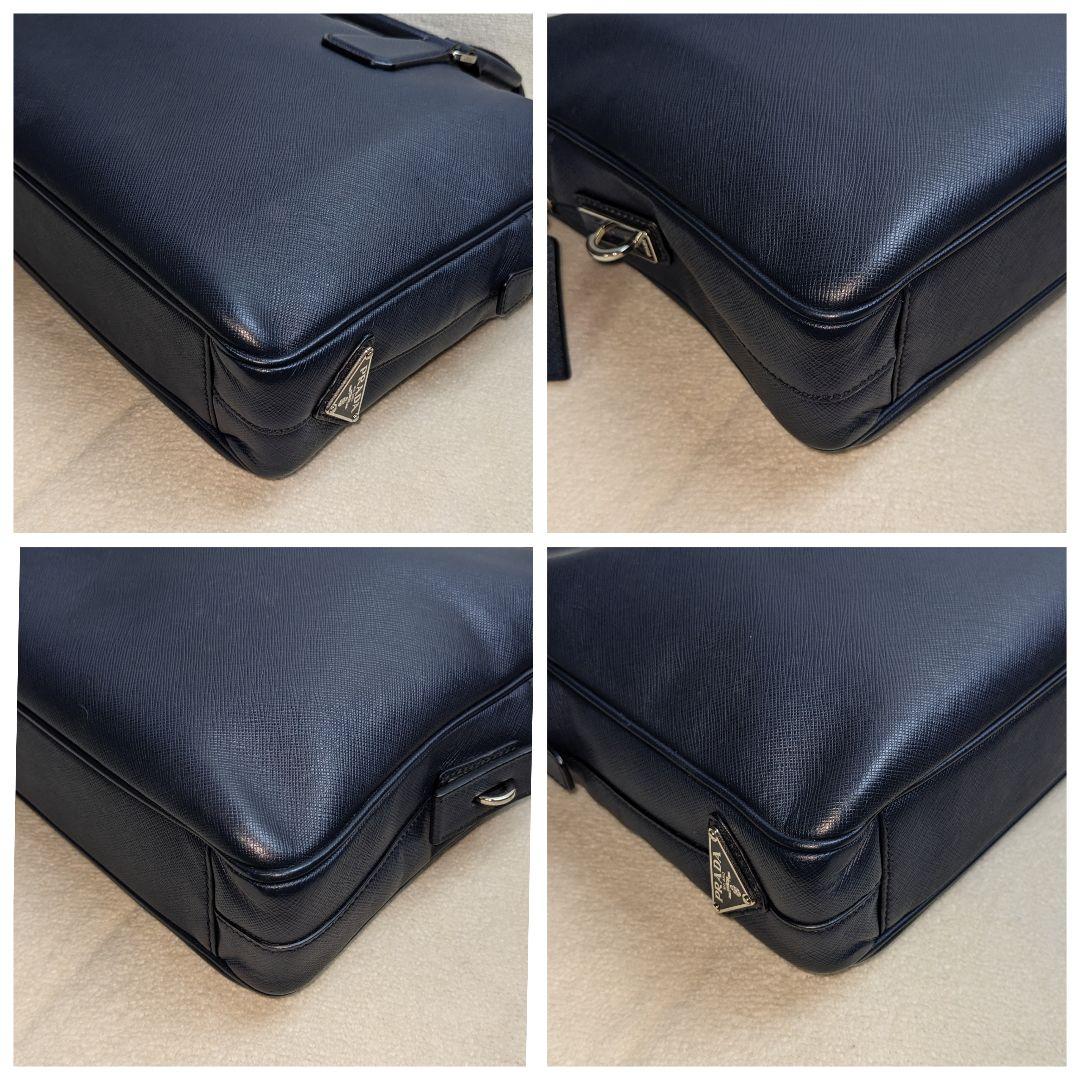 PRADA プラダ ビジネスバッグ サフィアーノレザー 紺 A4収納可