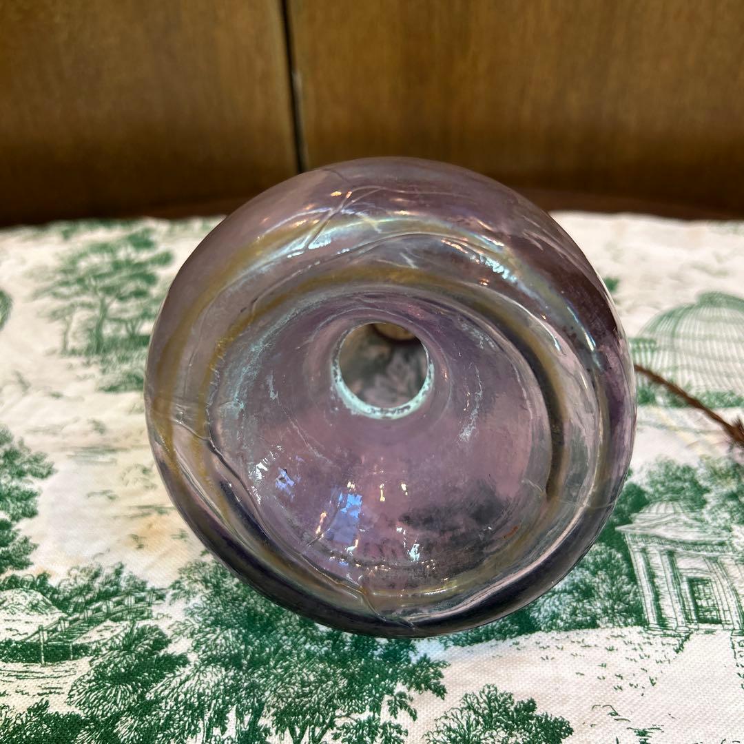 稀少ワンダーデコールイギリスアンティーク古いガラス虫取り瓶FlyTrapパープル